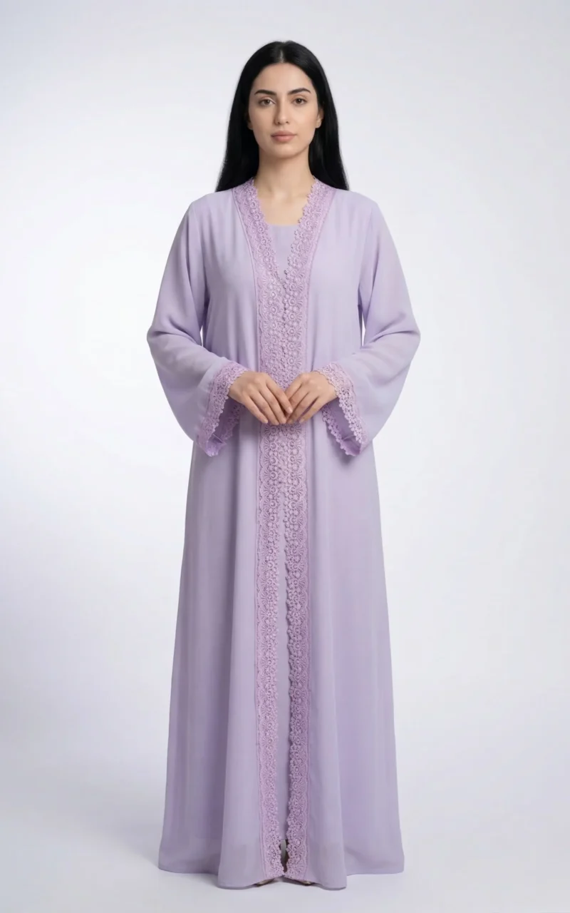 Lavender Elegant Lace Abaya