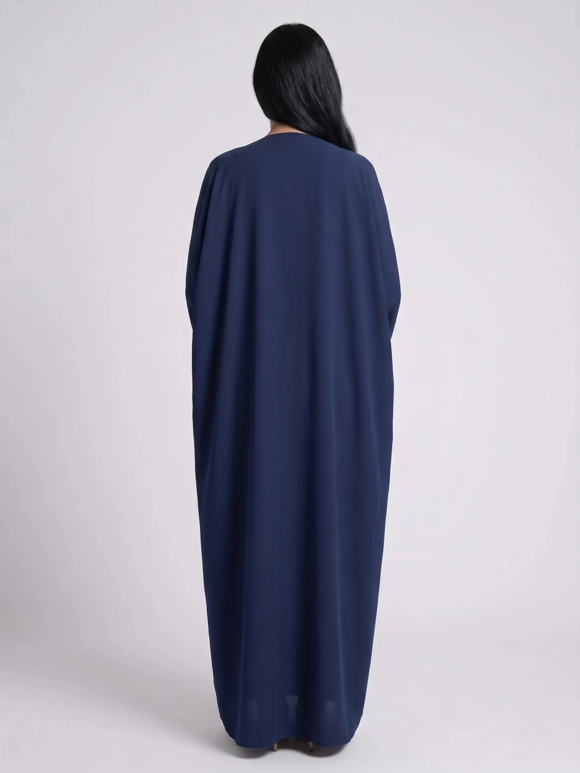 Luxury navy lace open abaya - Backside